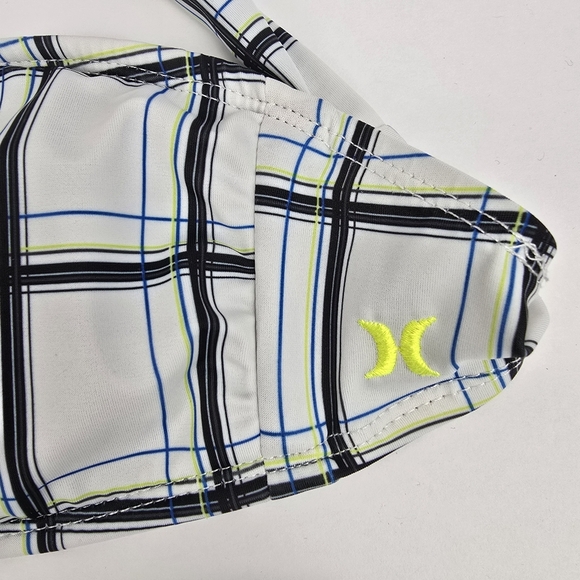 HURLEY Y2K Swim Suit Strapless Bikini Scrunch Butt White Multicolor Women Size M - Picture 2 of 13